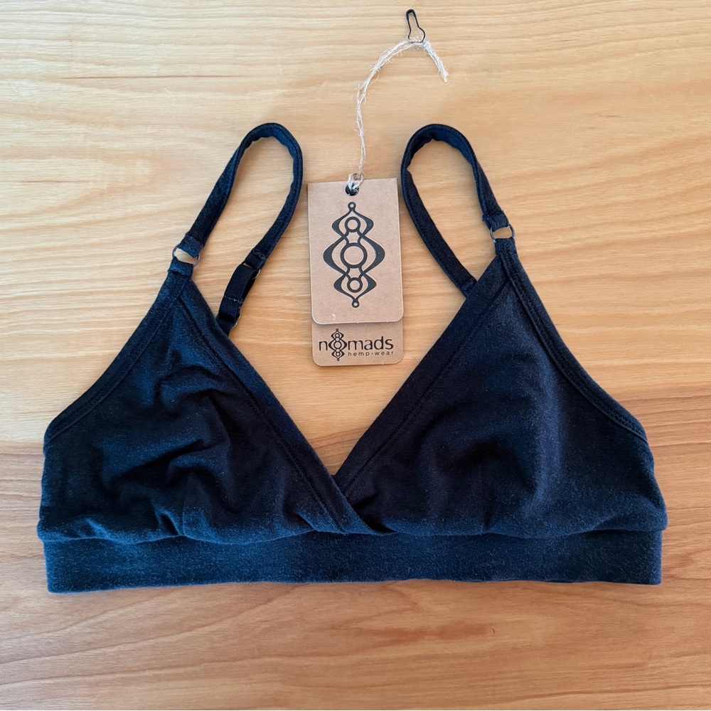 Nomads Hemp Wear Sadia Bra, Triangle Bralette Black, XS-S - Picture 3 of 8
